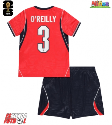 Inglaterra Nico O'Reilly #3 Segunda Equipación Niños Mundial 2026 Manga Corta (+ Pantalones cortos)